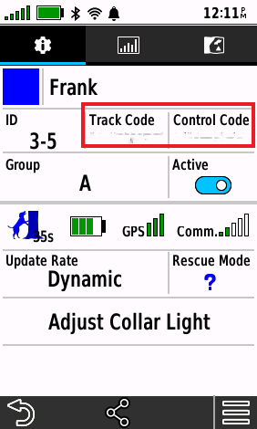 track control code