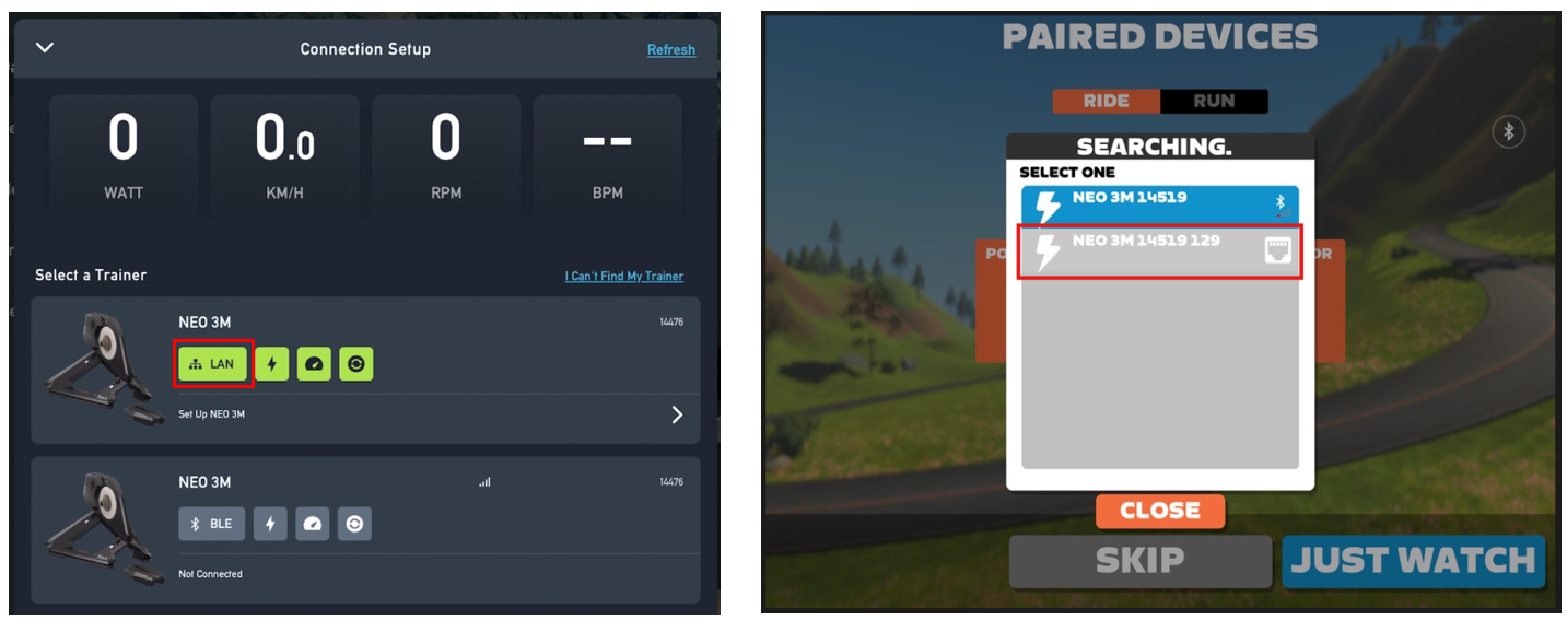 wifi and ble showing in apps wifi and ble showing in tacx and zwift apps