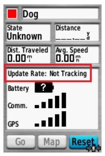 Dog information page with red box around update rate
