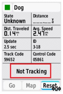 Dog information page with red box around not tracking