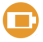 White batter icon with a small amount filled on orange background