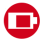 White batter icon with a small amount filled on red background