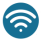 White wave symbols expanding upwards on blue background
