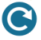 Single white arrow around the circle on a blue background