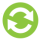 White arrow circling each other on green background