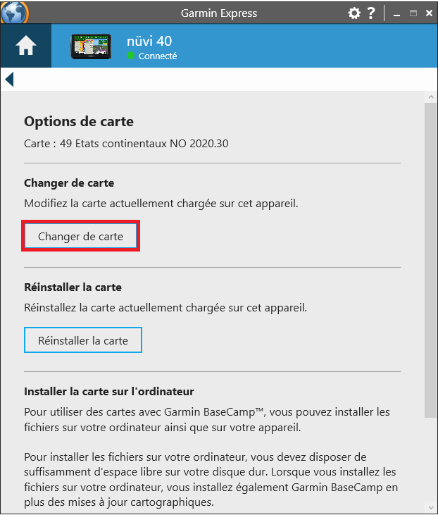 R installer ou changer la couverture des cartes sur un appareil