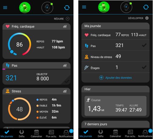 Modifier l cran Ma Journ e dans l application Garmin Connect