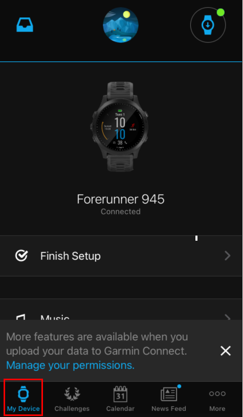 garmin connect update watch