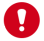 White exclamation icon on red background