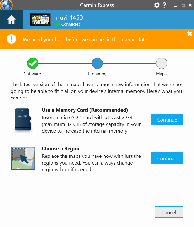 Garmin Software Update on Data Memory Card 