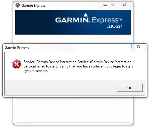 Som regel bille Diligence Service failed to start" or "Unable to connect to background services"  Error in Garmin Express on Windows | Garmin Customer Support