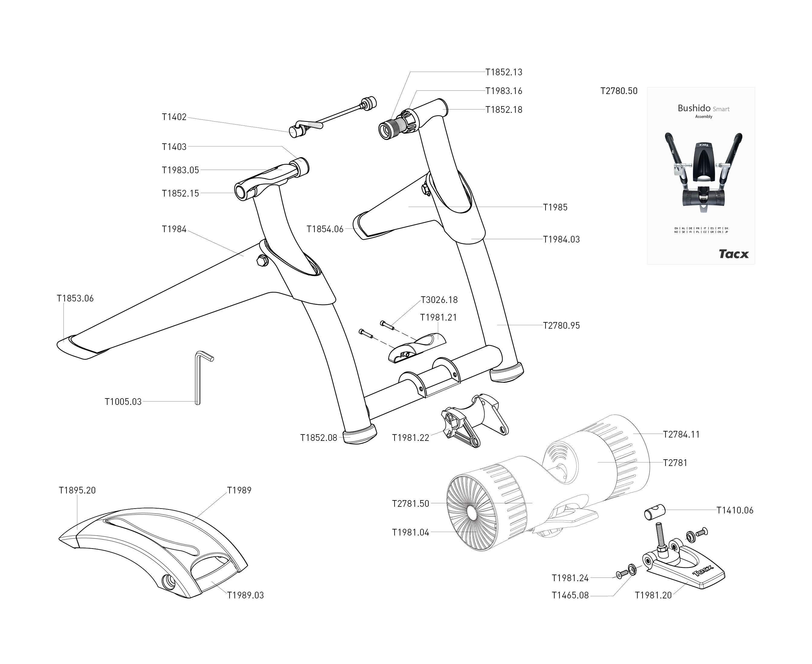 Spare Parts Diagram for the Bushido Smart Trainer | Garmin