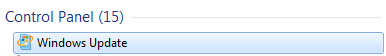 Windows Update option under Control Panel