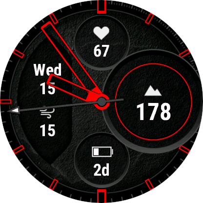 Garmin watch face with heart clearance rate