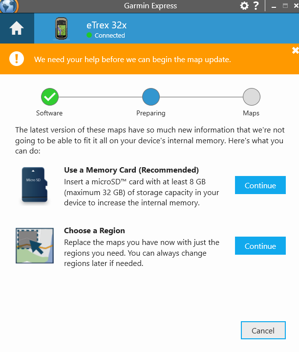 Memory Card Recommended to Update New eTrex 22x/32x | Garmin