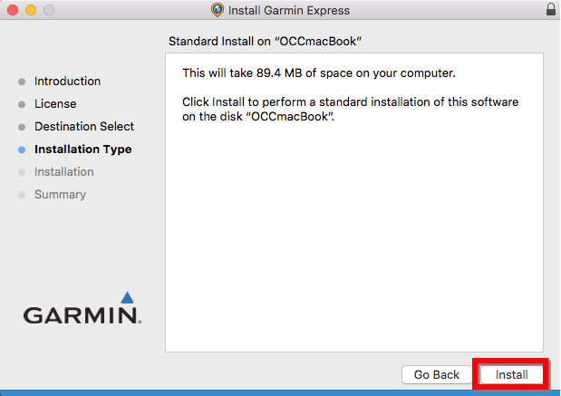 Garmin Express Install