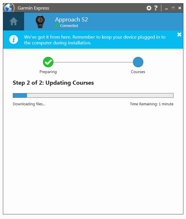 garmin s2 no courses near